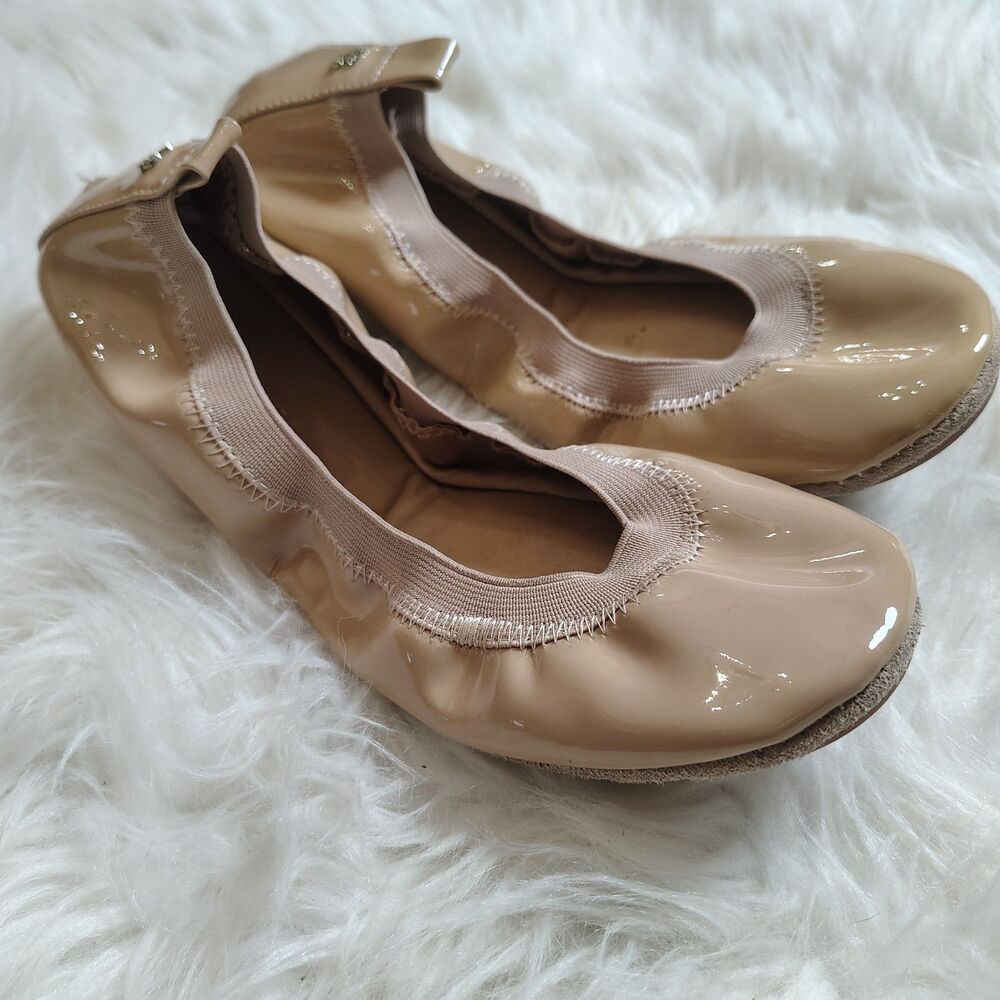 Yosi Samra Ballet Minimalist Flats Wmns 8 Cream Patent Leather Foldable Shoes
